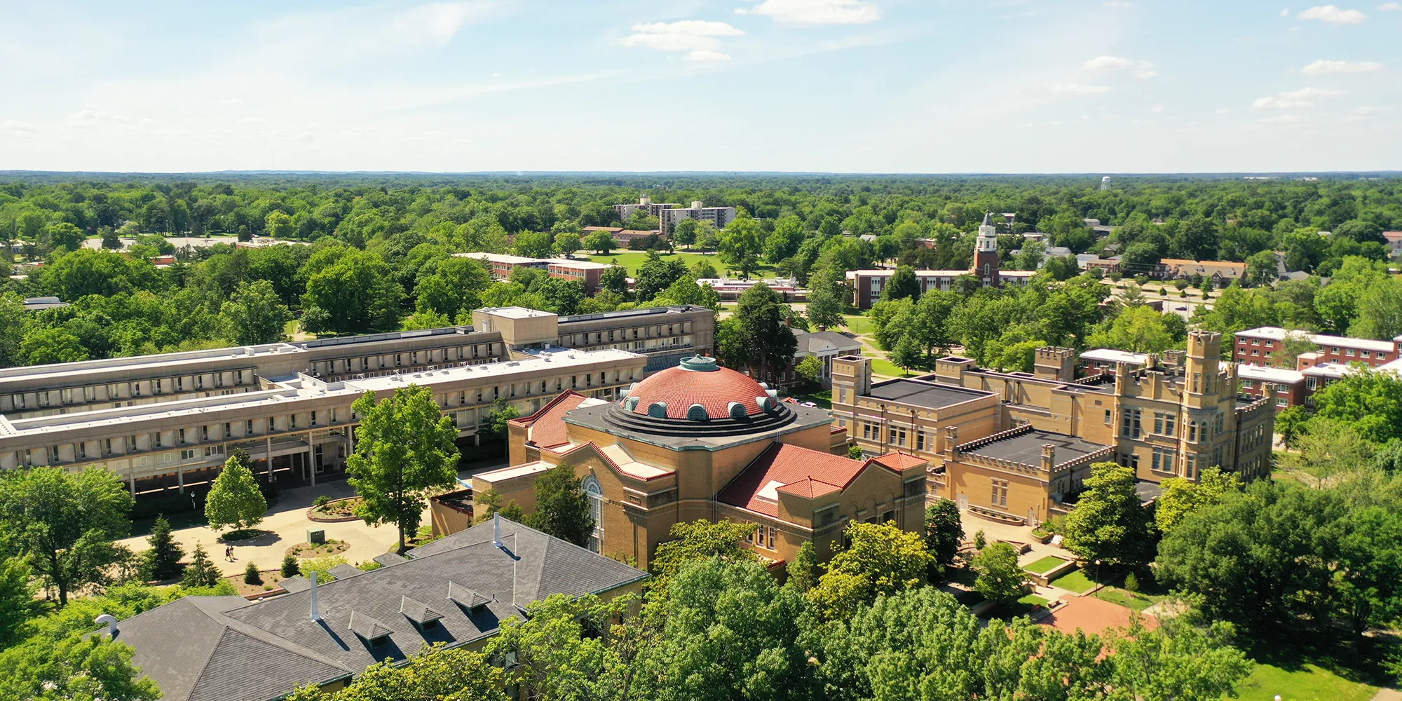 Aerial photos of SIU campus during the green summer months